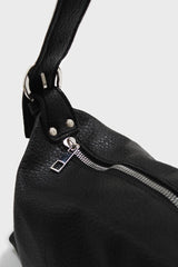Black vegan leather shoulder bag