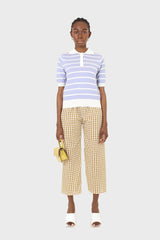 Mustard and white gingham loose fit trousers
