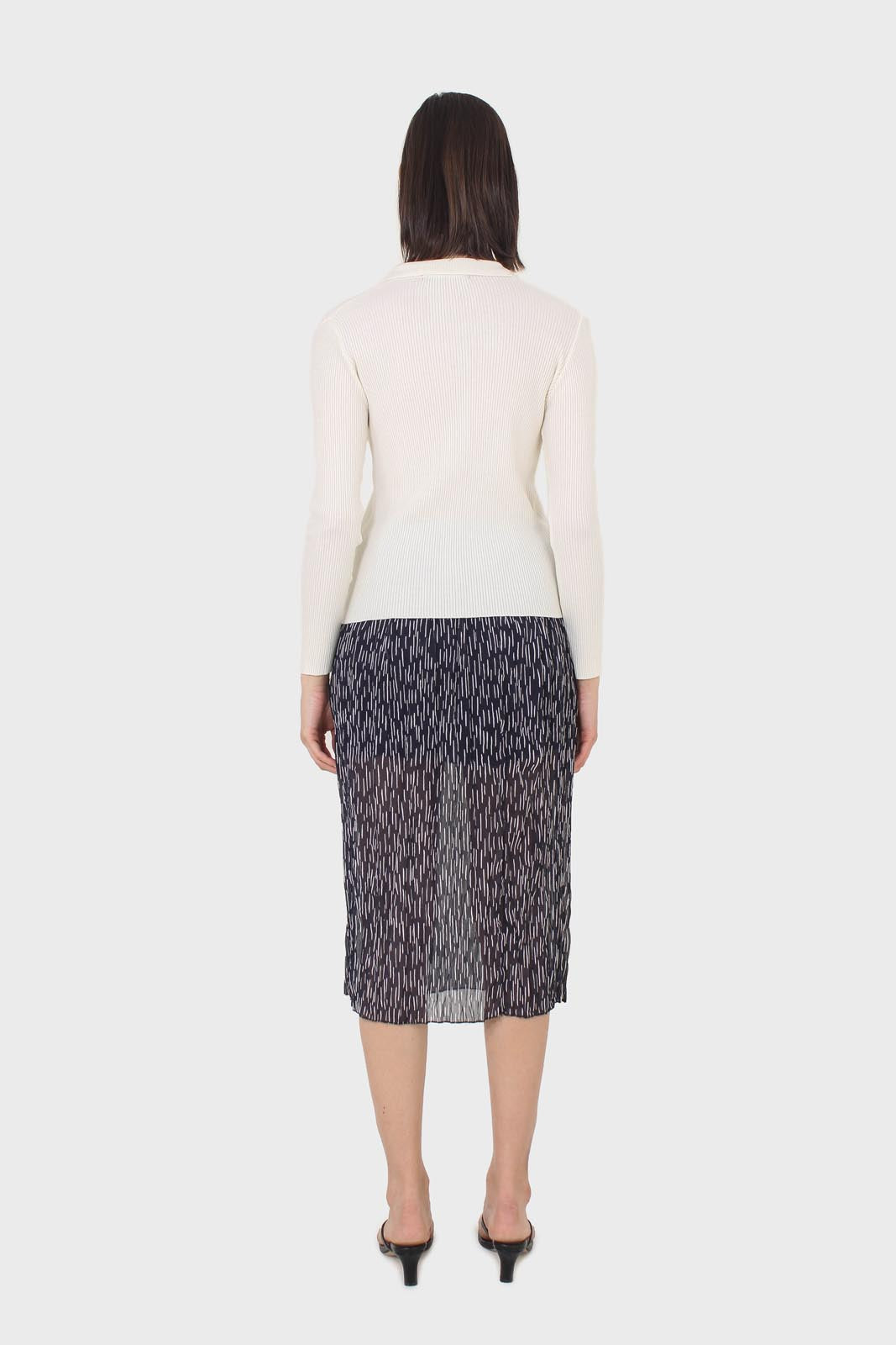 Ivory button front polo knit top