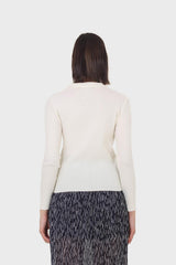 Ivory button front polo knit top