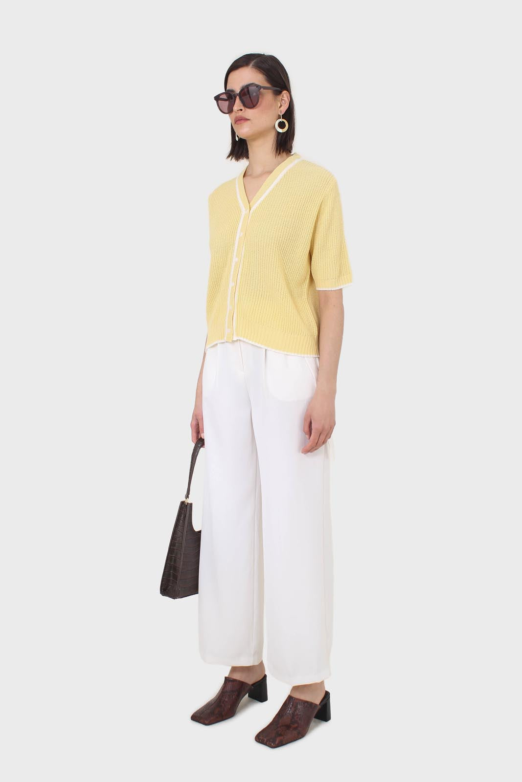 Yellow and ivory trim cardigan