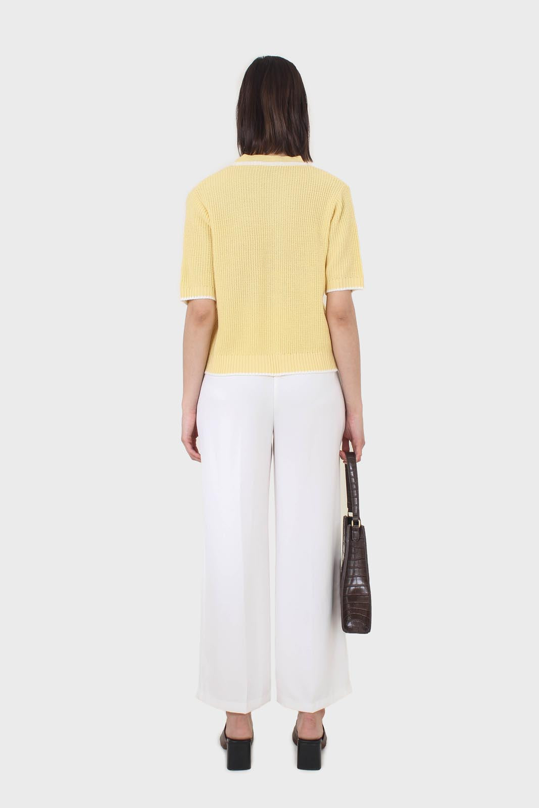 Yellow and ivory trim cardigan