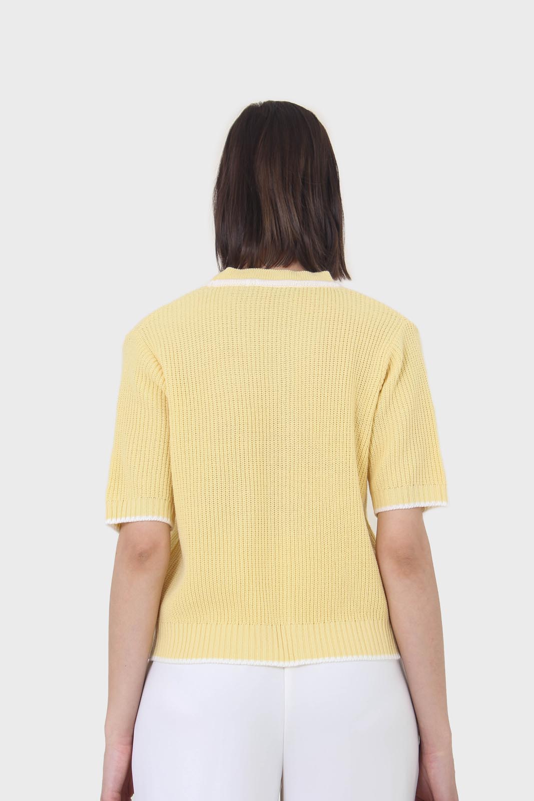 Yellow and ivory trim cardigan