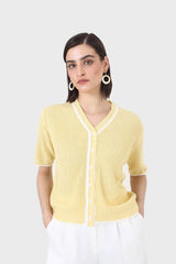 Yellow and ivory trim cardigan