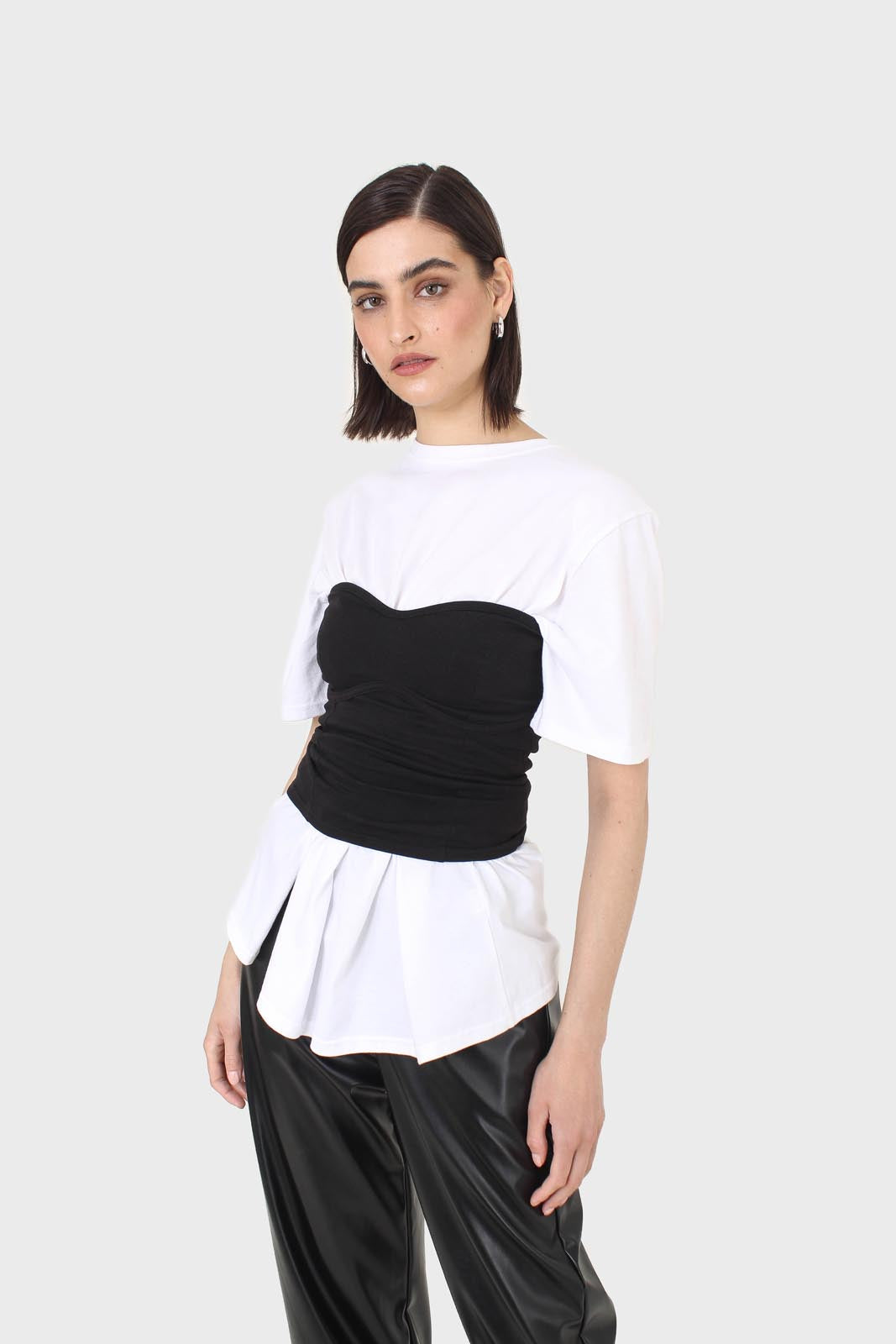 Ivory press stud detail draped top