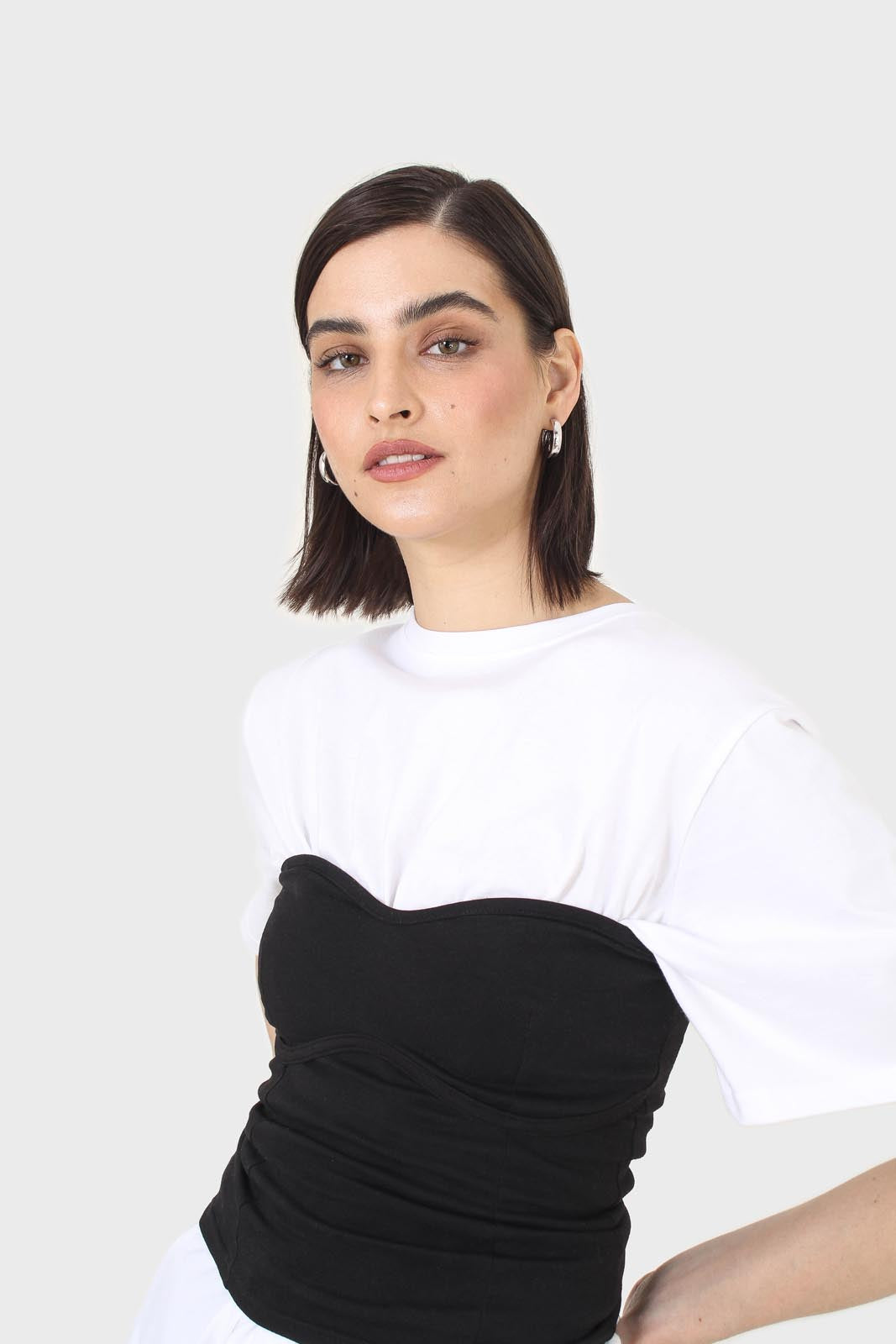 Black bandeau strapless top