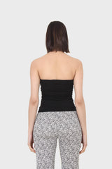 Black bandeau strapless top