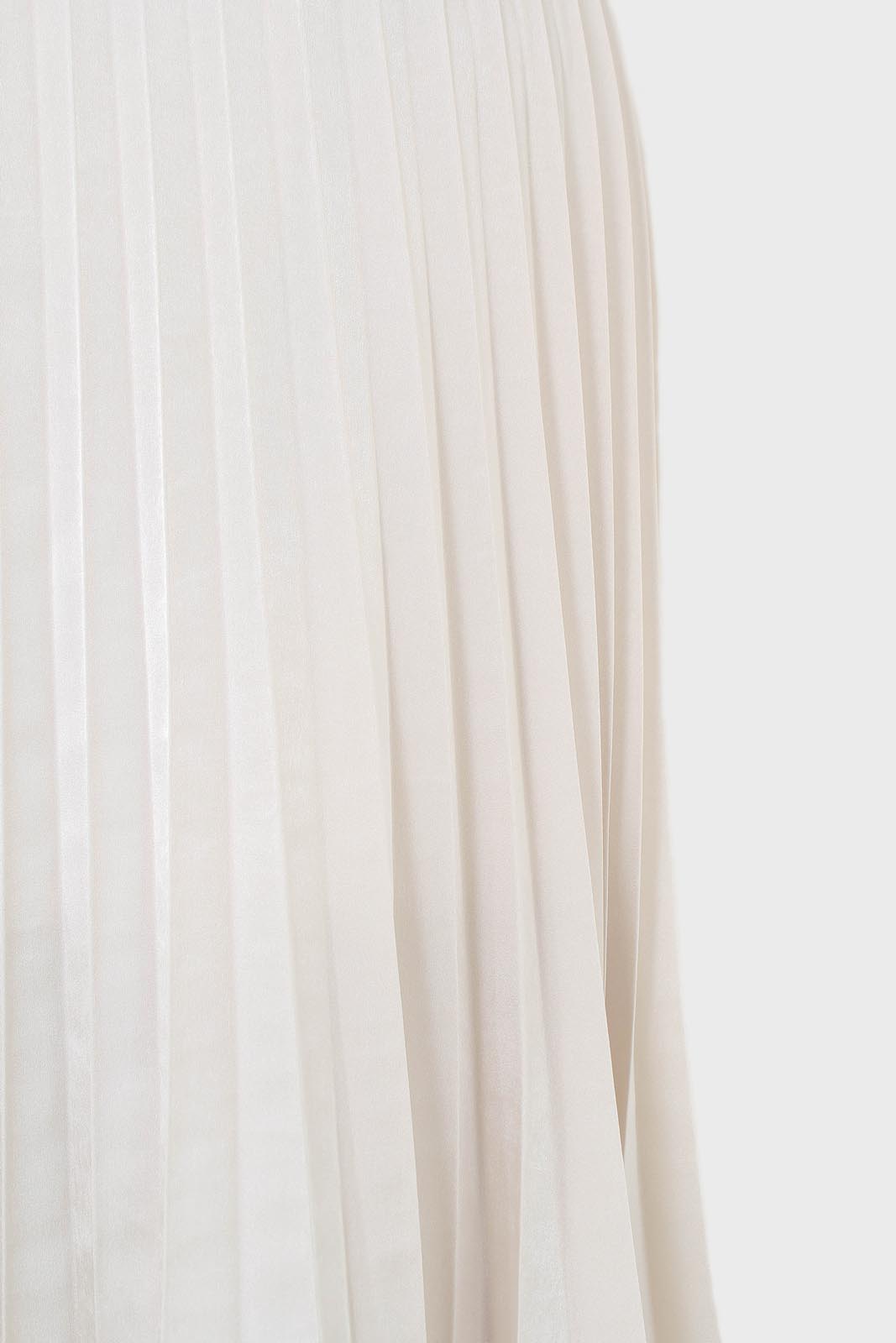 Beige metallic pleated midi skirt