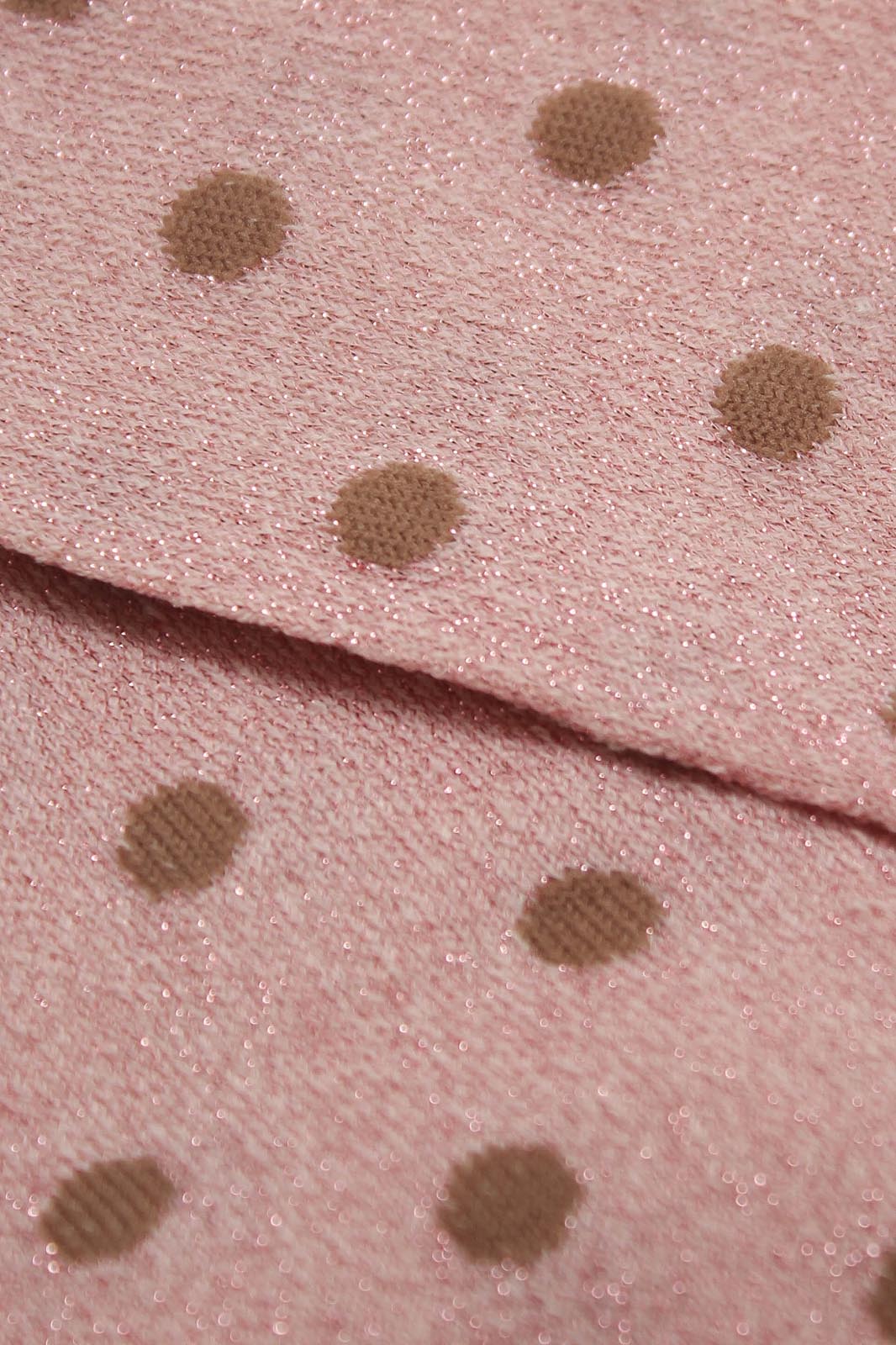 Pink and beige metallic polka dot socks