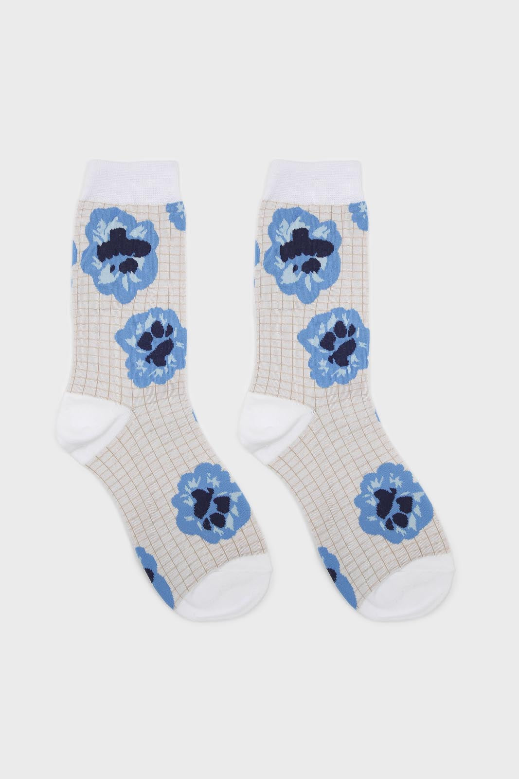 Ivory floral grid socks