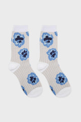 Ivory floral grid socks