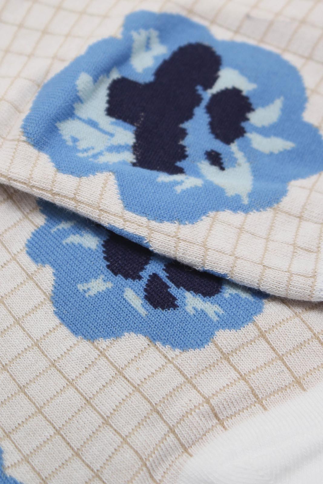 Ivory floral grid socks