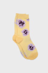 Yellow floral grid socks