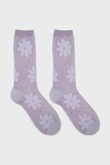 Lilac metallic sheer daisy socks