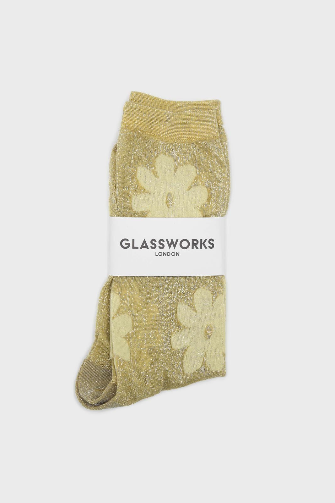 Yellow metallic sheer daisy socks