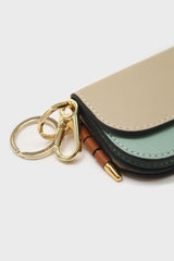 Ivory and aqua genuine leather cardholder