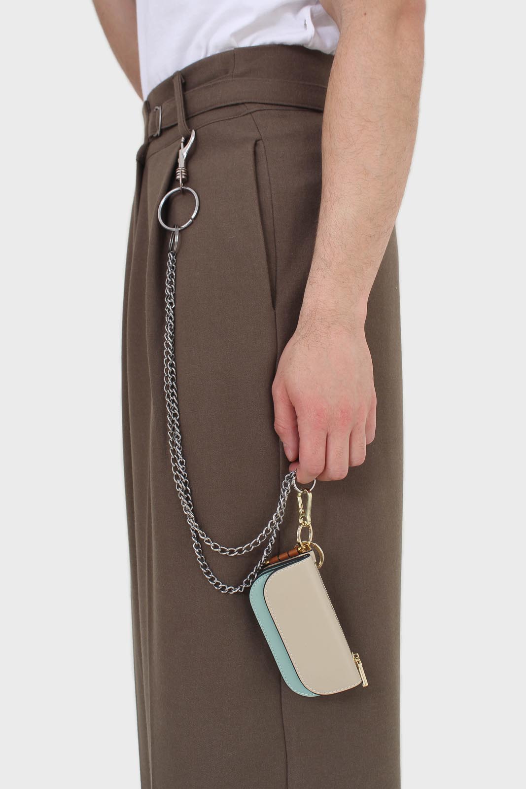 Ivory and aqua genuine leather cardholder
