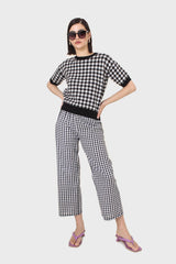Black and white gingham loose fit trousers