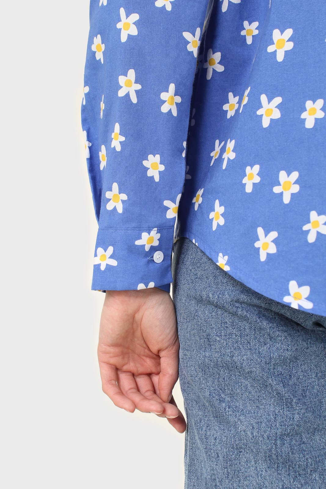 Cobalt blue daisy print shirt