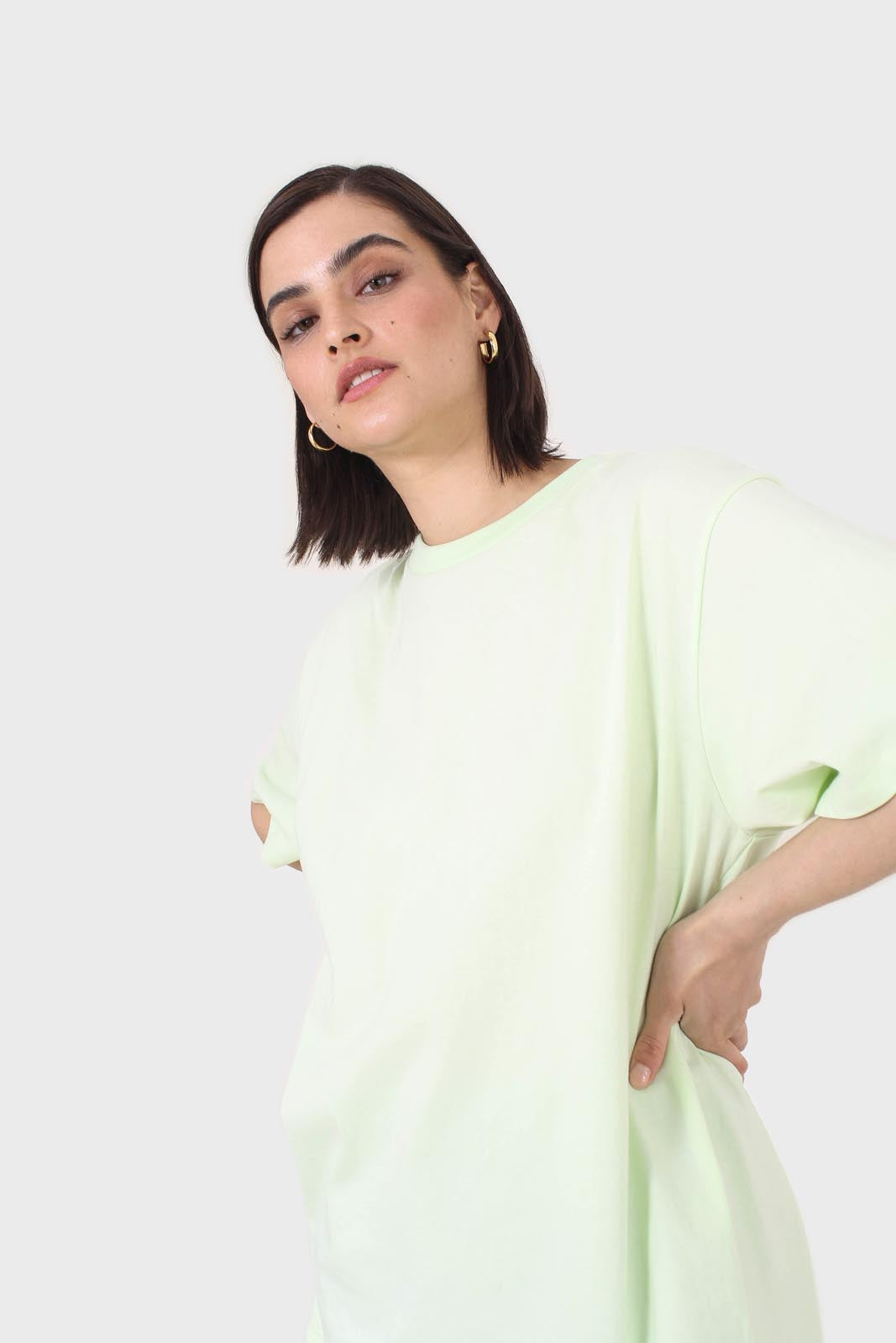 Lime green crew neck short sleeve tee