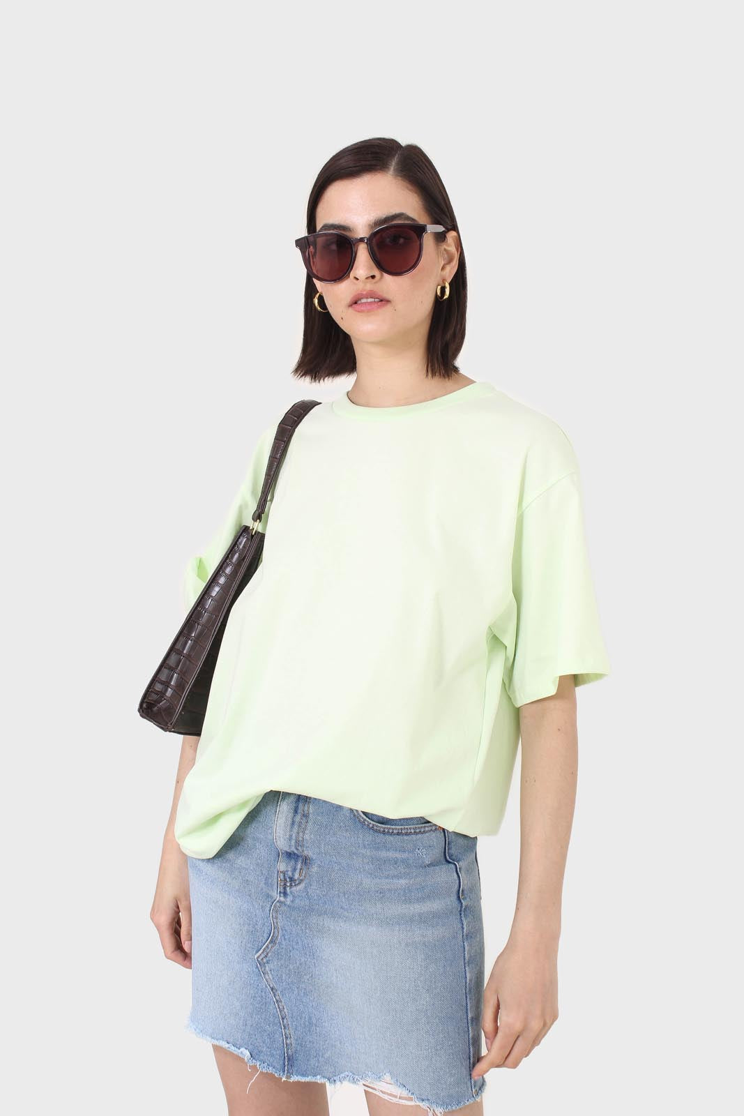 Lime green crew neck short sleeve tee