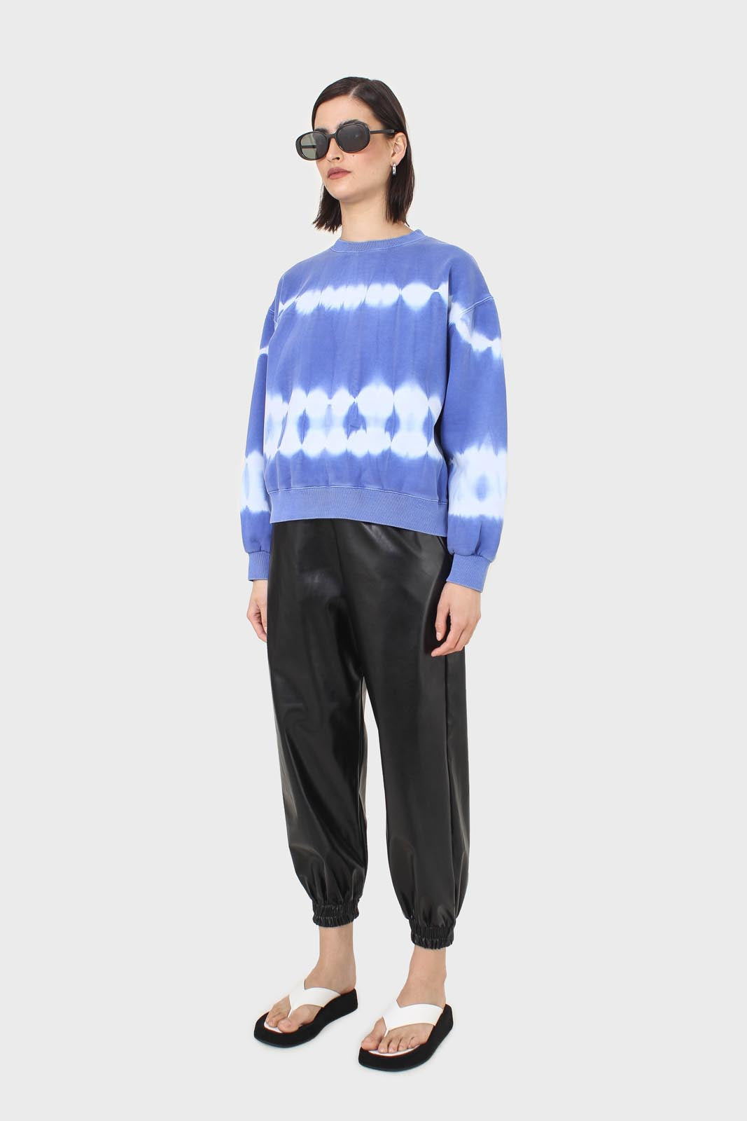 Cobalt blue tie dye crewneck sweatshirt