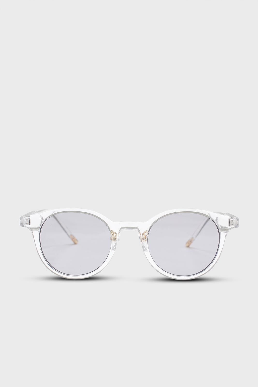 Clear and silver classic round sunglasses