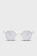 Clear and silver classic round sunglasses