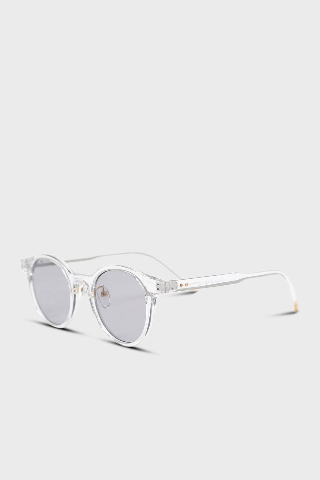 Clear and silver classic round sunglasses