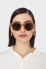 Mustard and khaki classic round sunglasses