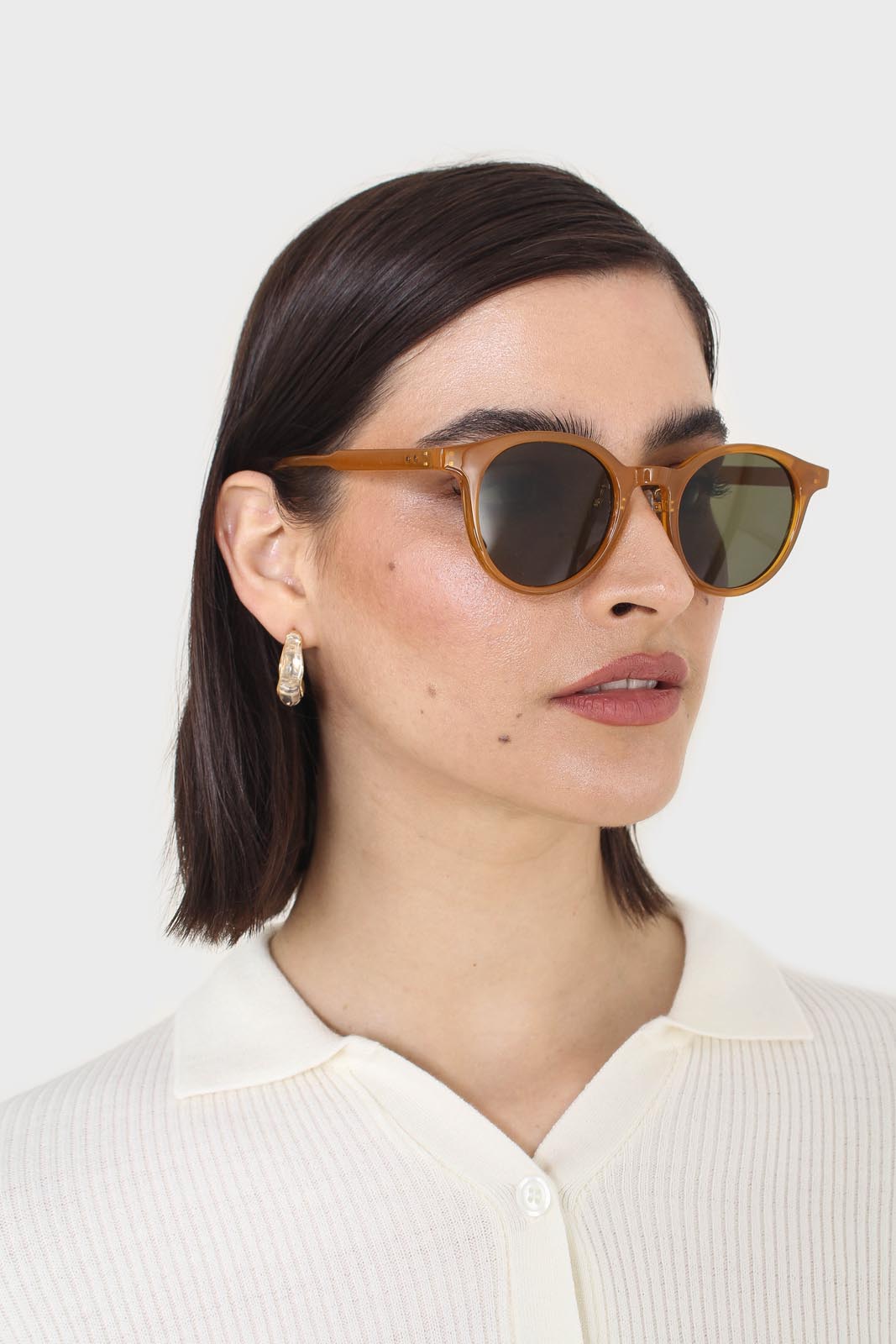 Mustard and khaki classic round sunglasses
