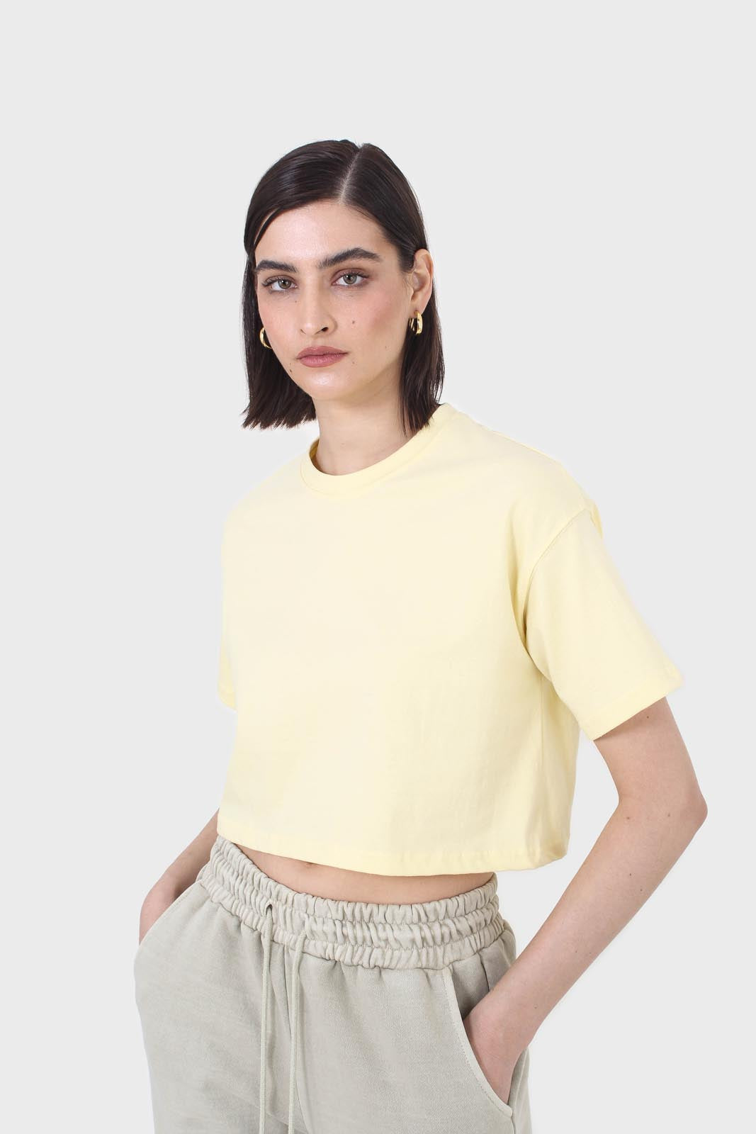 Yellow perfect cropped short sleeve tee