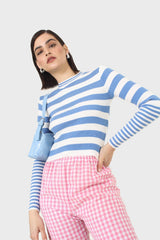 Blue and white bretton stripe long sleeved top