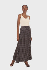 Black and beige polka dot elasticated waistband maxi skirt