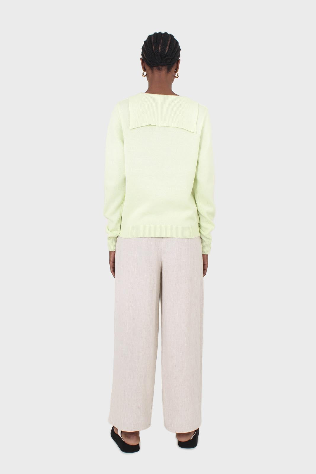 Lime green knit polo long sleeved top