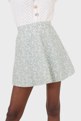 Mint and white tiny floral skirt