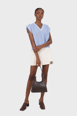 Ivory belted mini skirt