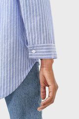 Blue and white multistripe loose fit shirt