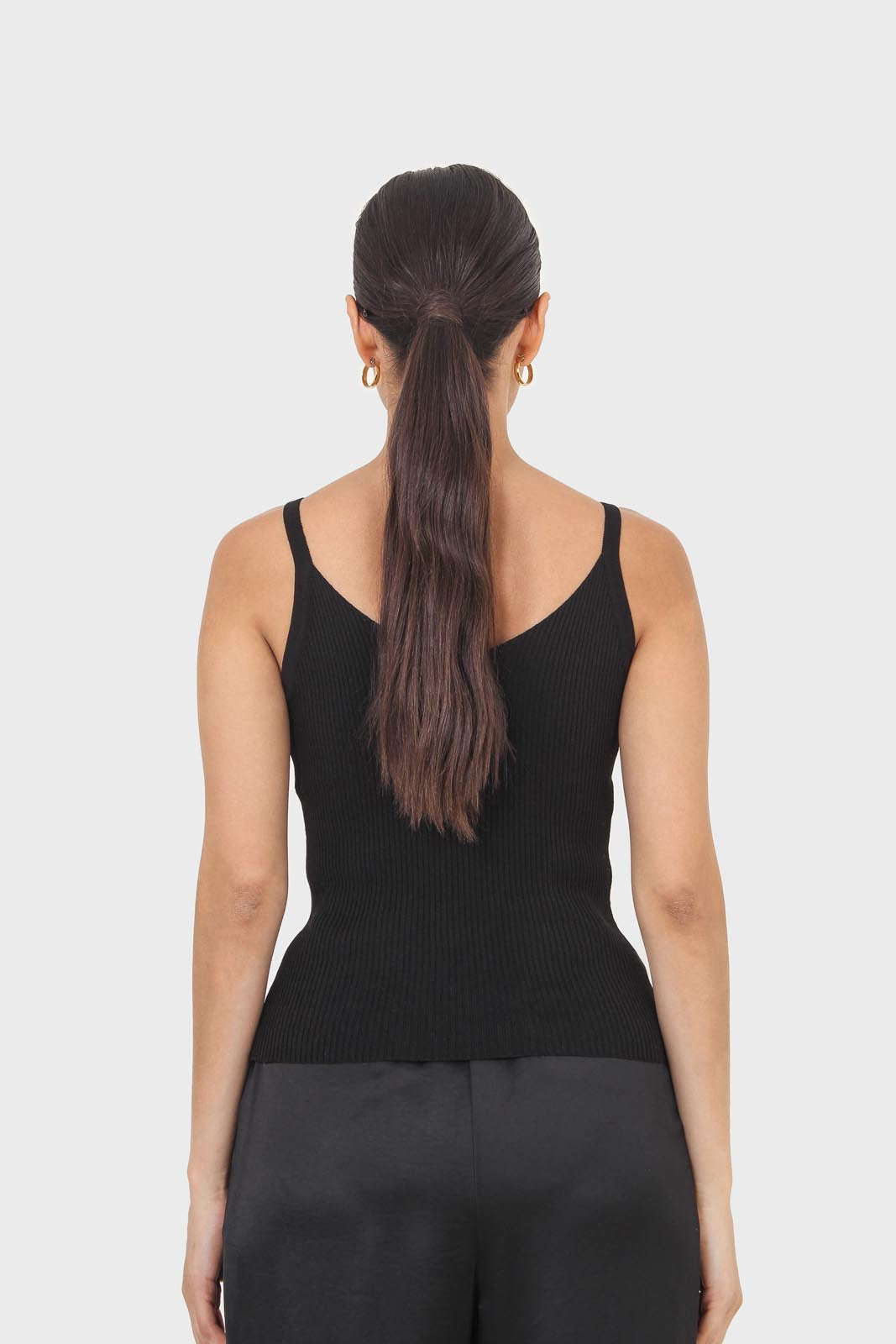 Black v-neck knit tank