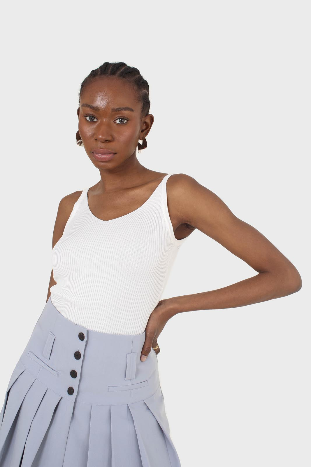 Ivory v-neck knit tank