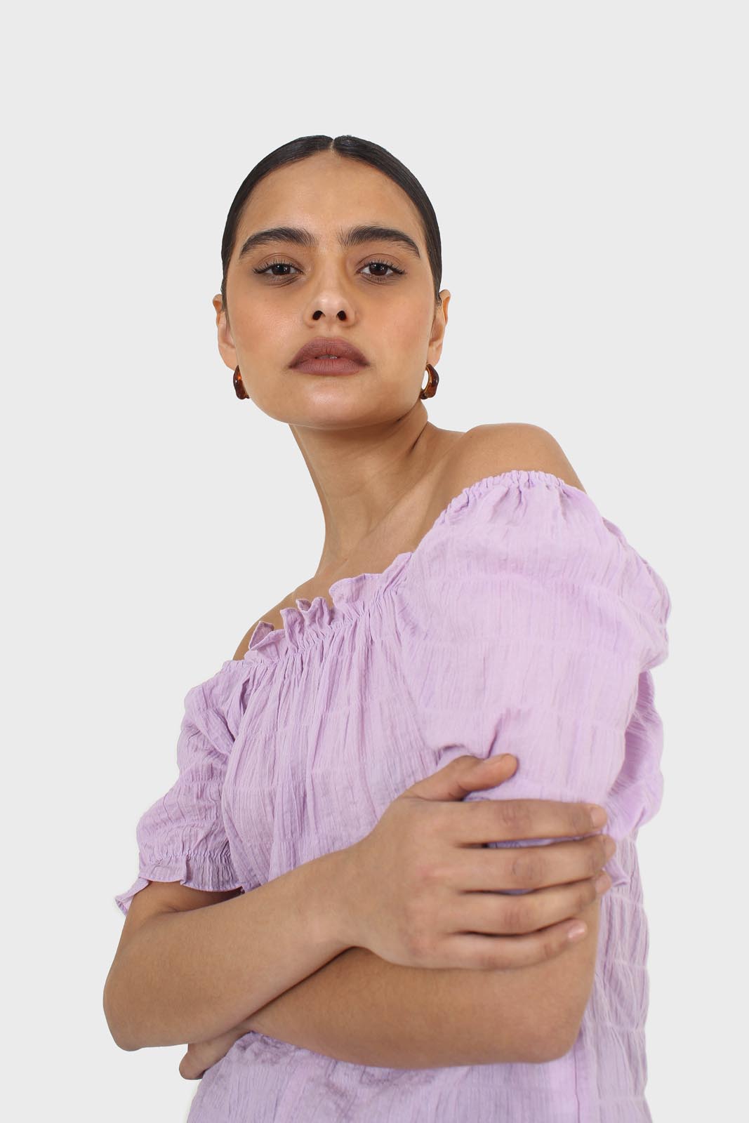 Lilac textured off the shoulder top
