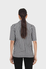Black and ivory checked short sleeved blazer