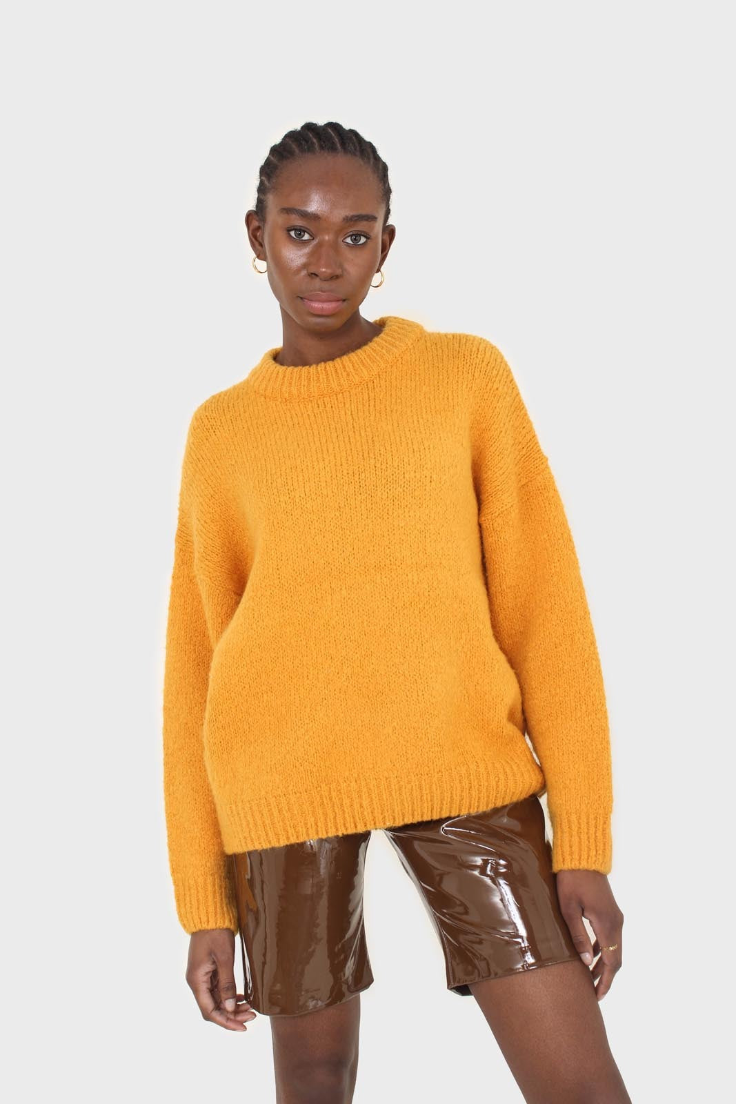 Bright orange oversized crew neck jumper