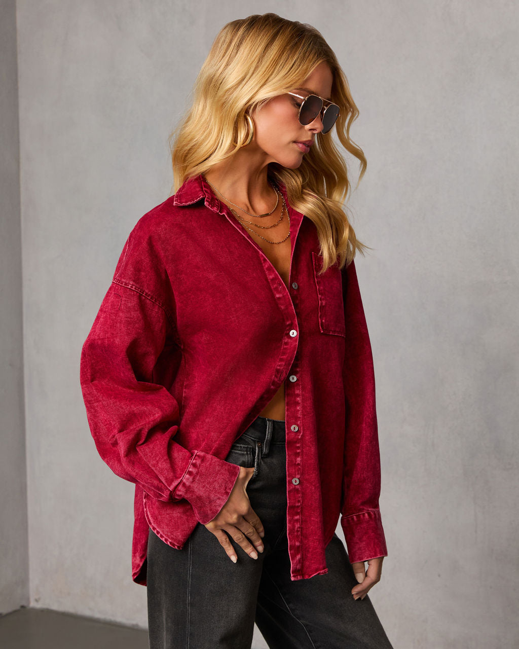 Wild Maple Denim Button Down Shirt