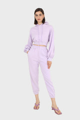 Lilac cropped hooded sweatshirt - set