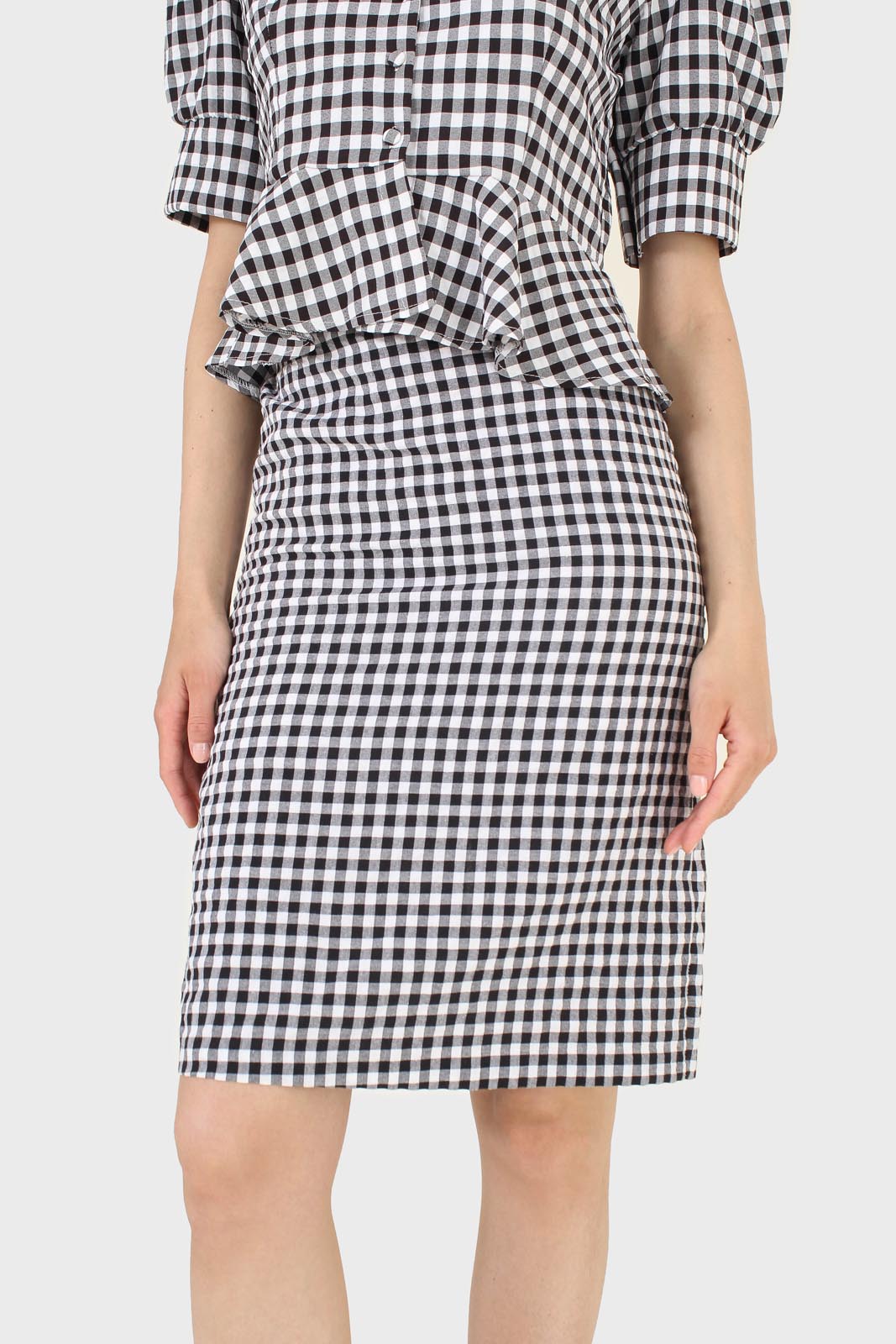 Black and white gingham mini skirt