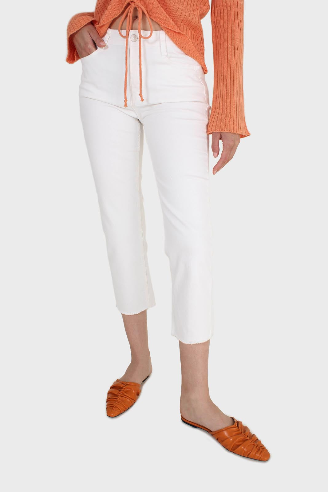 White cut bottom boyfriend jeans - 2005