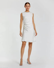 Rhinestone Neckline Draped Mini Dress