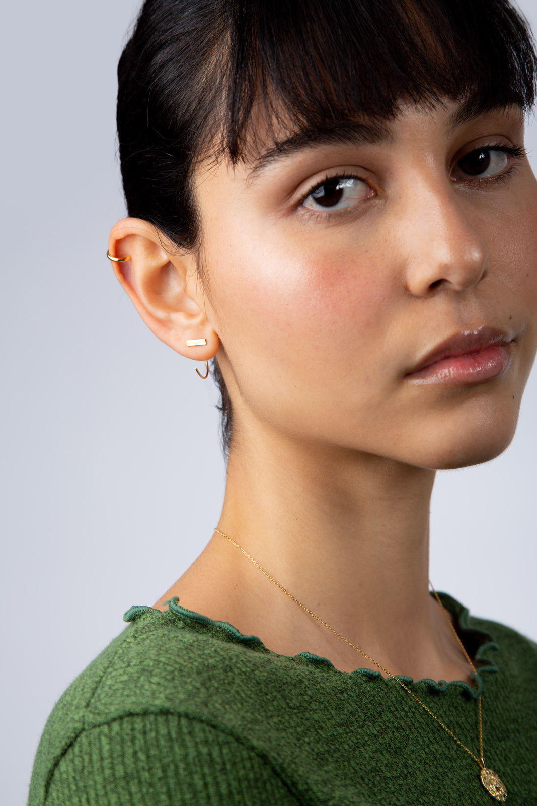 Gold rectangle half hoop