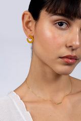 Mustard matte open circle stud earrings
